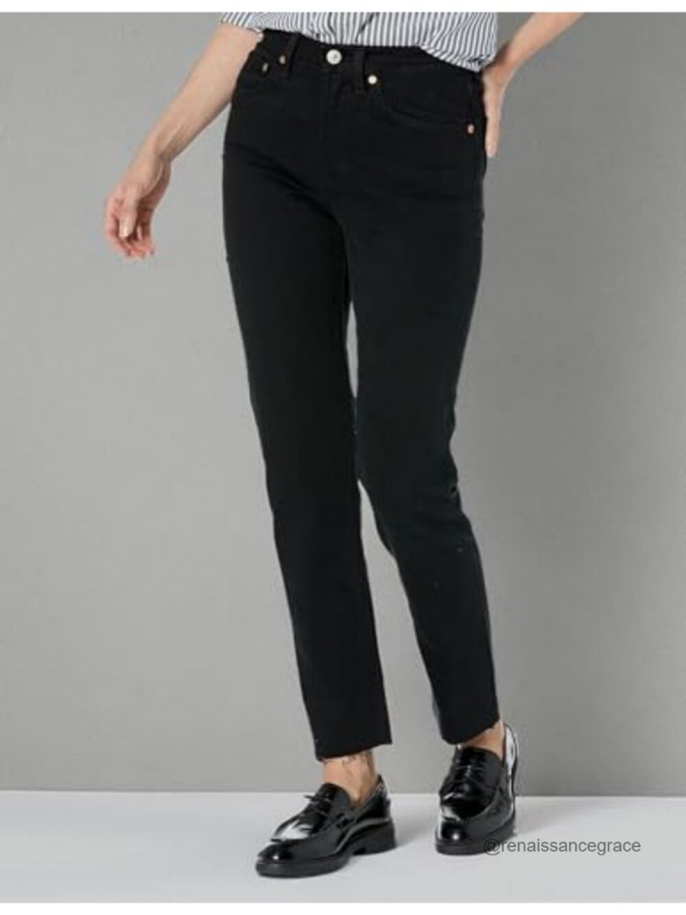 501 Original Straight Leg High Rise Button Fly Cotton Blend Jeans